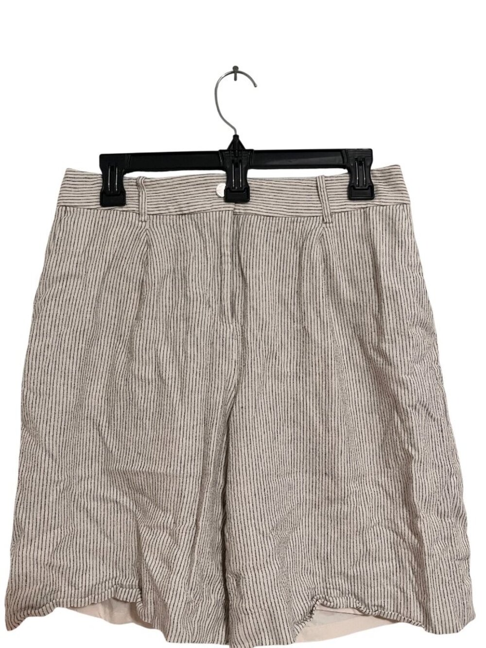 Calvin Klein Womens Black/White wideleg high rise Linen Shorts sz 8